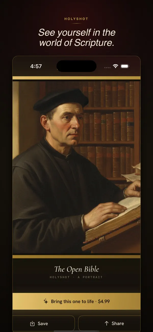 Bible picture generator HolyShot showing an AI portrait in a first-century setting